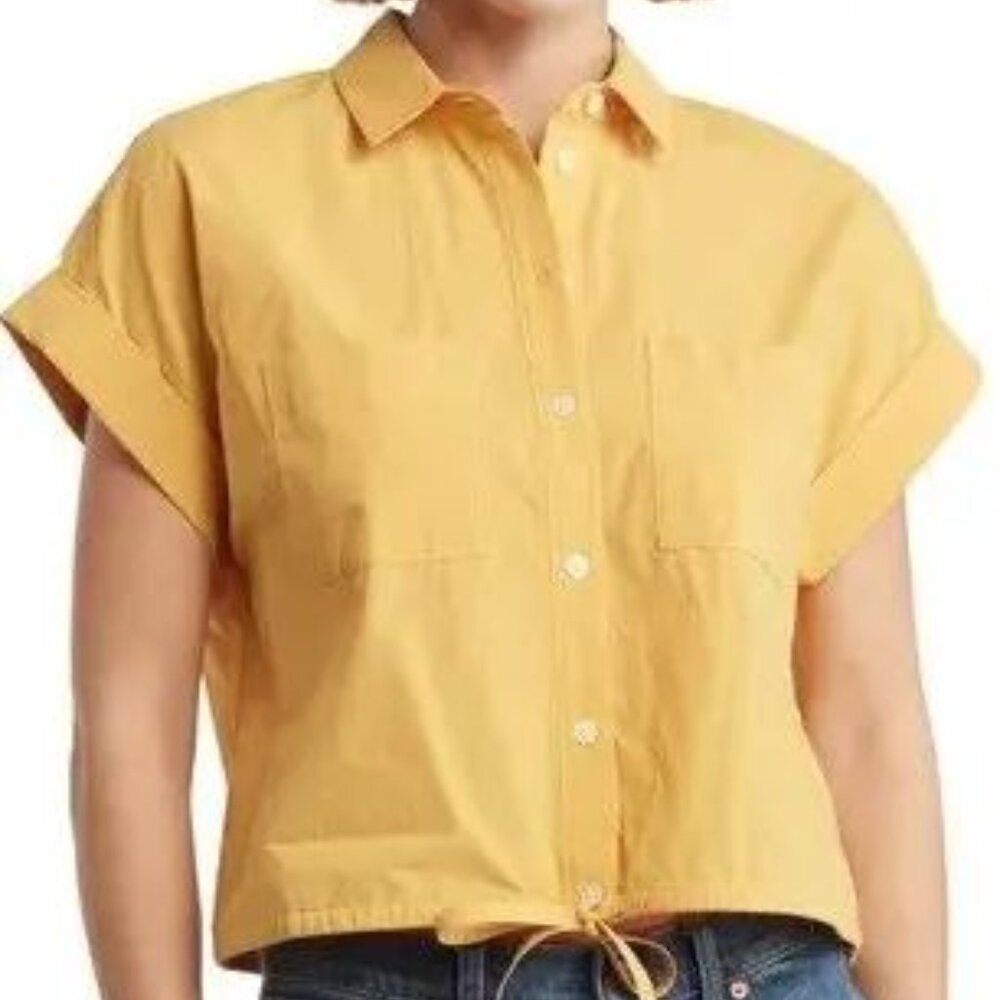 Madewell, Drawstring Button-Up Signature Poplin Shirt